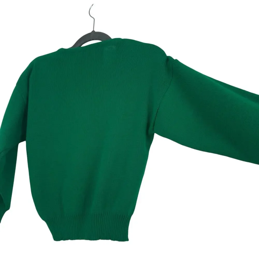 Traditional Craft Irish V Neck Sweater Kids 7-8 Celtic St Pattys‎ Day Green